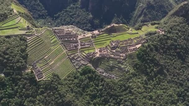 Machu Picchu Peru Luchtzicht — Stockvideo