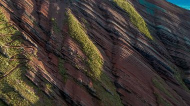 Gökkuşağı Dağı, Peru. Cusco yakınlarında Cerro Colorado olarak da bilinir. Hava görüntüsü. Güney Amerika