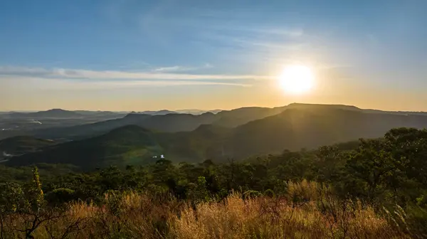 stock image Pirenopolis in Goias, Brazil. Aerial view during sunset.