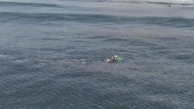 Baleia Franca, Brezilya 'nın Florianopolis şehrinde yaşayan Brezilyalı bir balina. Hava görünümü.