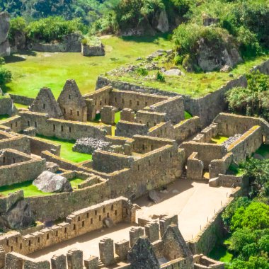 Machu Picchu, Peru. Hava görüntüsü. Kare resim.