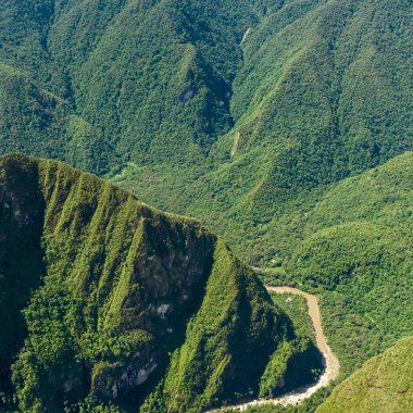 Machu Picchu, Peru. Hava görüntüsü. Kare resim.