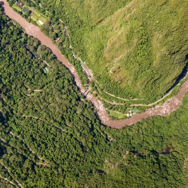 Machu Picchu, Peru. Hava görüntüsü. Kare resim.