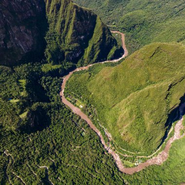 Machu Picchu, Peru. Hava görüntüsü. Kare resim.