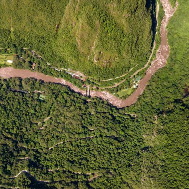 Machu Picchu, Peru. Hava görüntüsü. Kare resim.
