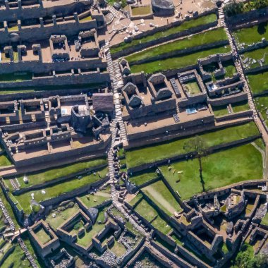 Machu Picchu, Peru. Hava görüntüsü. Kare resim.