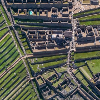 Machu Picchu, Peru. Hava görüntüsü. Kare resim.