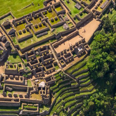 Machu Picchu, Peru. Hava görüntüsü. Kare resim.