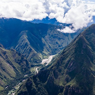 Machu Picchu, Peru. Hava görüntüsü. Kare resim.