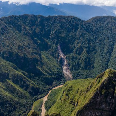 Machu Picchu, Peru. Hava görüntüsü. Kare resim.