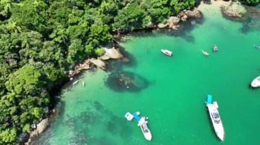 Santa Catarina 'daki Bombinhas Plajı. İHA 'yla çekilmiş bir hava görüntüsü. Brezilya.