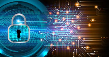 Sayısal arkaplan ve siber güvenlik konusunda kapatılmış asma kilit