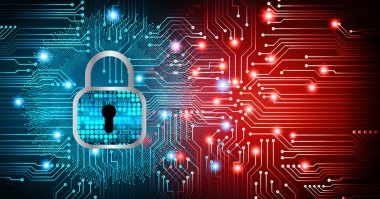Sayısal arkaplan ve siber güvenlik konusunda kapatılmış asma kilit