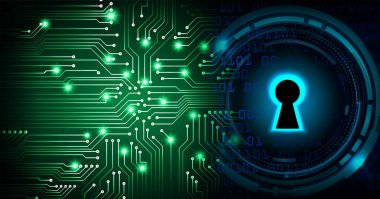 Sayısal arkaplan ve siber güvenlik konusunda kapatılmış asma kilit