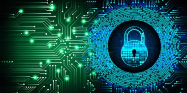 Sayısal arkaplan ve siber güvenlik konusunda kapatılmış asma kilit