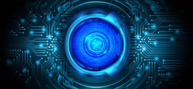 eye cyber security concept, blue digital background