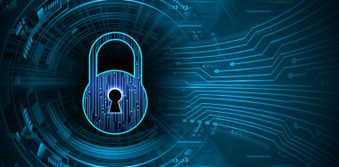 Ekranda asma kilit olan siber güvenlik kavramı