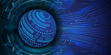 cyber circuit background with binary code  