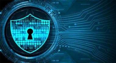 cyber security concept with keyhole on digital background