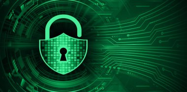 Ekranda asma kilit olan siber güvenlik kavramı