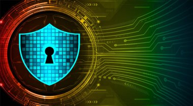 cyber security concept with keyhole on a digital background