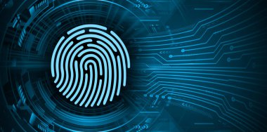 fingerprint scanning concept, identification, biometric security, vector illustration