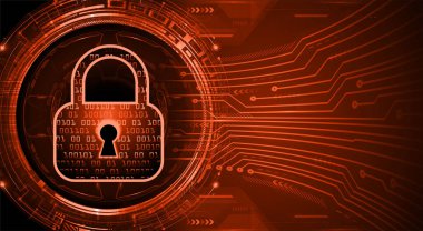 cyber security concept with padlock on digital background, vector illustration
