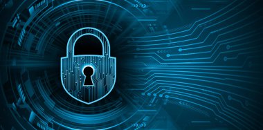 Ekranda asma kilit olan siber güvenlik kavramı