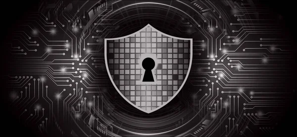 Cyber Security Concept Padlock Black Background — Stockvektor