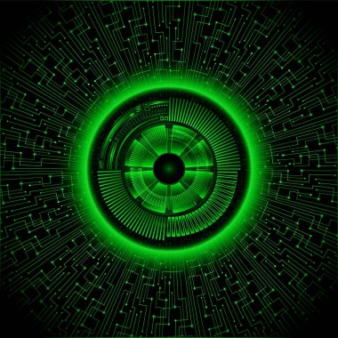 Siber devre gelecek teknolojisi kavramı siber göz şeklinde