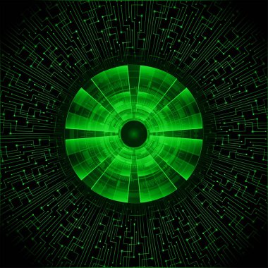 Siber devre gelecek teknolojisi kavramı siber göz şeklinde