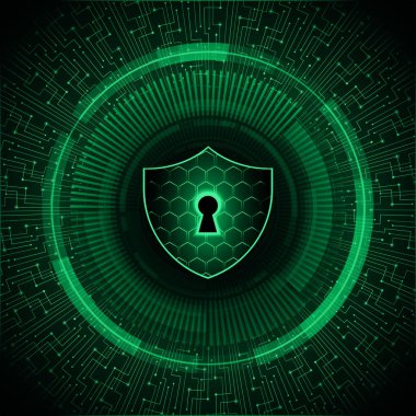 Kilitli siber güvenlik devresi gelecek teknoloji konsepti