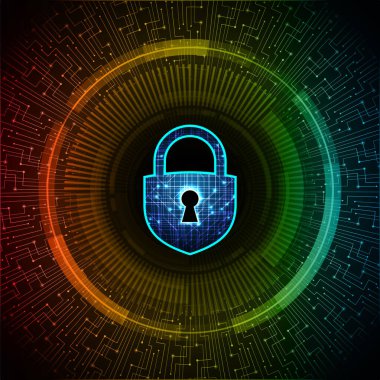 Kilitli siber güvenlik devresi gelecek teknoloji konsepti