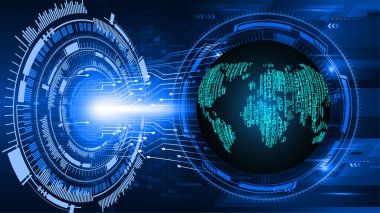 Dünya şekilli siber devre gelecek teknolojisi kavramı