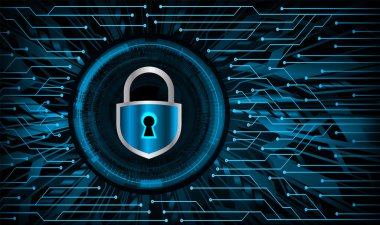 Kilitli siber güvenlik devresi gelecek teknoloji konsepti