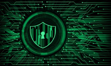 Kilitli siber güvenlik devresi gelecek teknoloji konsepti
