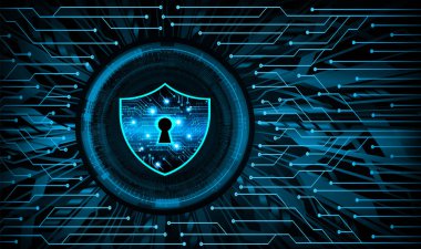 Kilitli siber güvenlik devresi gelecek teknoloji konsepti