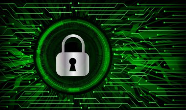 Kilitli siber güvenlik devresi gelecek teknoloji konsepti
