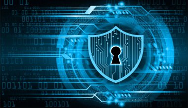 Kilitli siber güvenlik devresi gelecek teknoloji konsepti