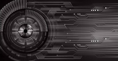 Siber devre gelecek teknolojisi kavramı siber göz şeklinde