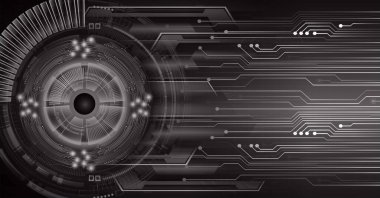 Siber devre gelecek teknolojisi kavramı siber göz şeklinde