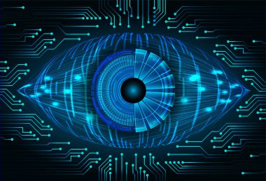 Siber devre gelecek teknolojisi kavramı siber göz şeklinde