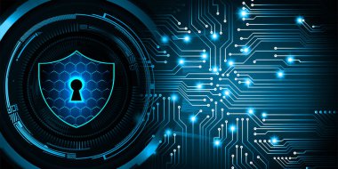 Kilitli siber güvenlik devresi gelecek teknoloji konsepti