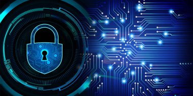 Kilitli siber güvenlik devresi gelecek teknoloji konsepti