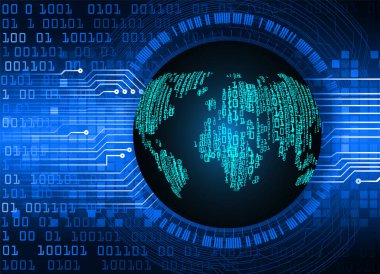 Dünya şekilli siber devre gelecek teknolojisi kavramı