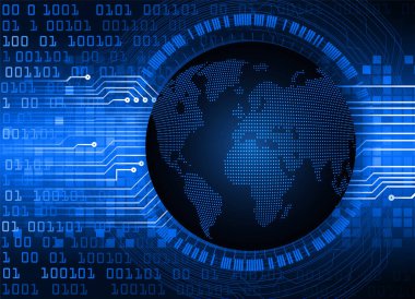 Dünya şekilli siber devre gelecek teknolojisi kavramı