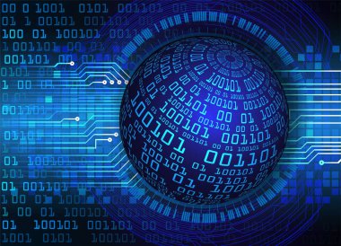 Dünya şekilli siber devre gelecek teknolojisi kavramı