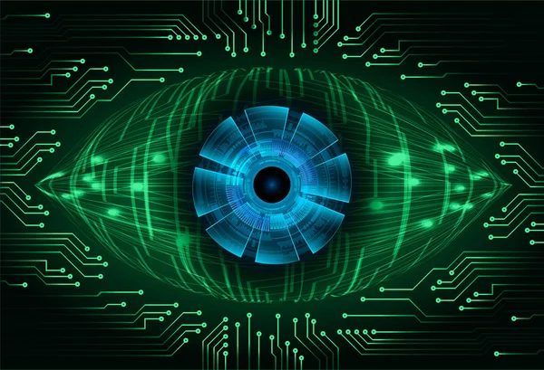 Cyber Circuito Futuro Tecnologia Conceito Fundo Forma Olho Cibernético — Vetor de Stock