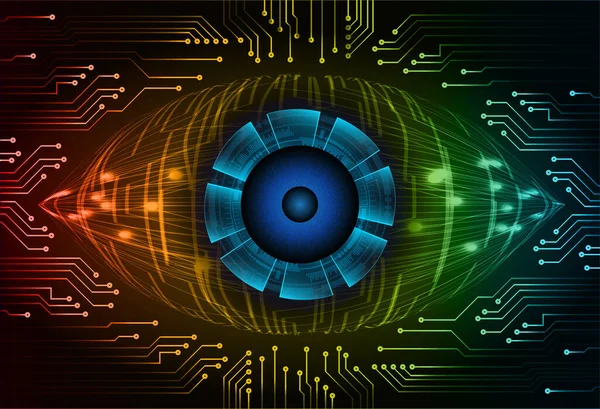 Cyber Circuito Futuro Tecnologia Conceito Fundo Forma Olho Cibernético —  Vetores de Stock