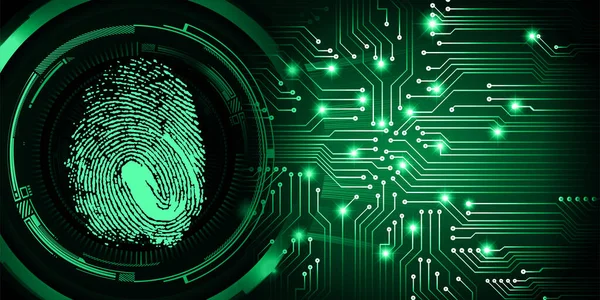Cyber Κύκλωμα Ασφάλειας Μελλοντική Τεχνολογία Έννοια Υπόβαθρο Δακτυλικό Αποτύπωμα — Διανυσματικό Αρχείο